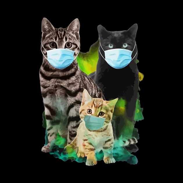 Three Cats Wearing Mask Quarantine by novistanlye