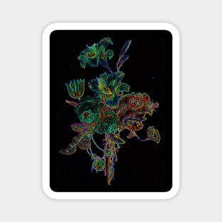 Black Panther Art - Flower Bouquet with Glowing Edges 5 Magnet