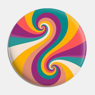 Earth Pastel Color Retro Twirl Pattern Pin