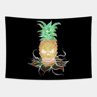 Pineapple Skull White Tapestry