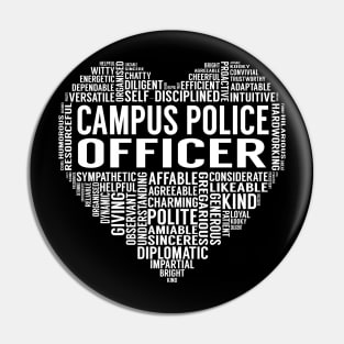 Campus Police Officer Heart Pin