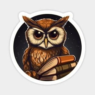 Angry night owl with books Magnet