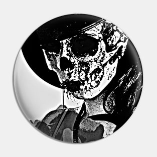 Skull Girl Black and White Pin