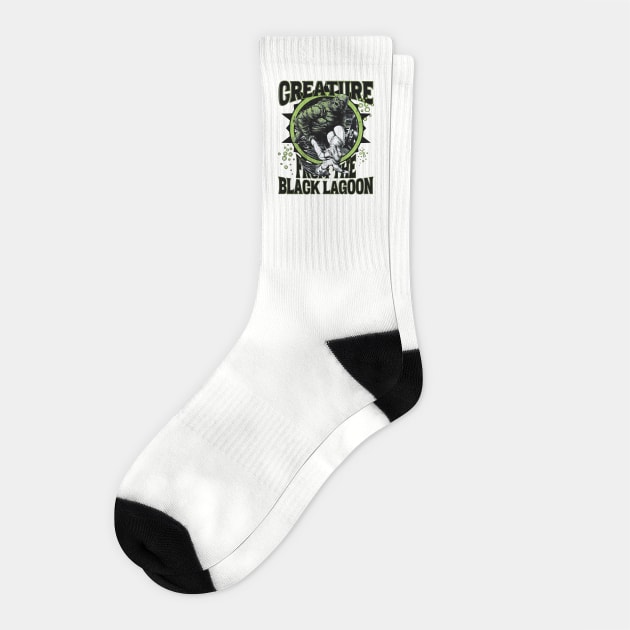 Creature from ther Black LagoonMonster Movie Classic Distressed look Socks by Joaddo