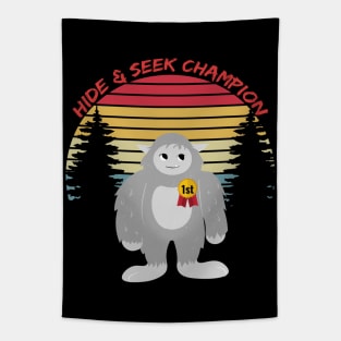 Hide & Seek Bigfoot Retro Sunset Funny Design Tapestry