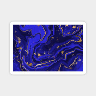 blue marble with gold foil, gold and blue marble Magnet