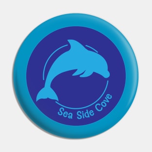 Sea Side Cove Dolphin Logo Dark Blue Pin