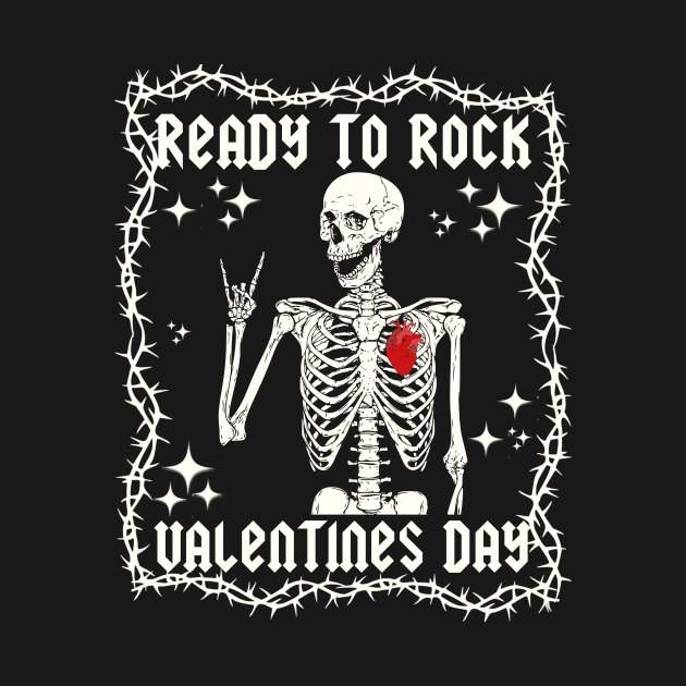 Kids Ready To Rock Valentines Day Valentines Day Funny Skeleton by artbooming