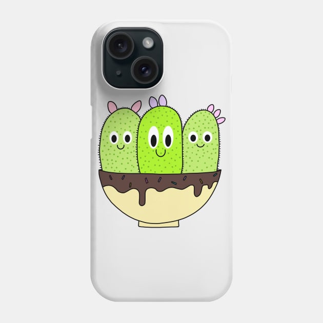 Cute Cactus Design #107: 3 Cacti In Sundae Pot Phone Case by DreamCactus