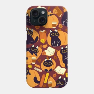 Cats, Pumpkins and Books Phone Case