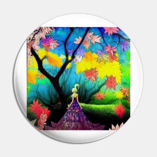 Anime Princess in Colourful Forrest - Colourful Artwork Pin