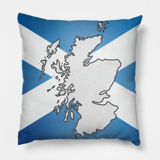 Scotland map in Scottish flag colors distressed style Pillow