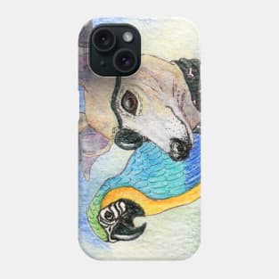 She was ready for Talk Like a Pirate Day - whippet dog and her parrot Phone Case