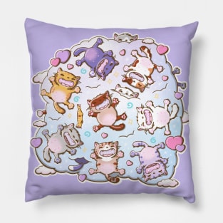 Cute mini cats in kawaii style Pillow