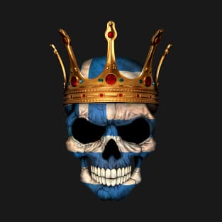 Greek Flag Skull with Crown T-Shirt
