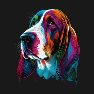 Basset Hound Portrait Colorful Dog Face Painting T-Shirt