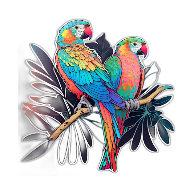 Beautiful 16 bit Colourful Birds by Remix Rick