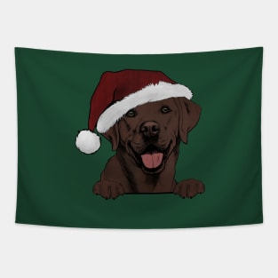 Merry Christmas Chocolate Lab Tapestry