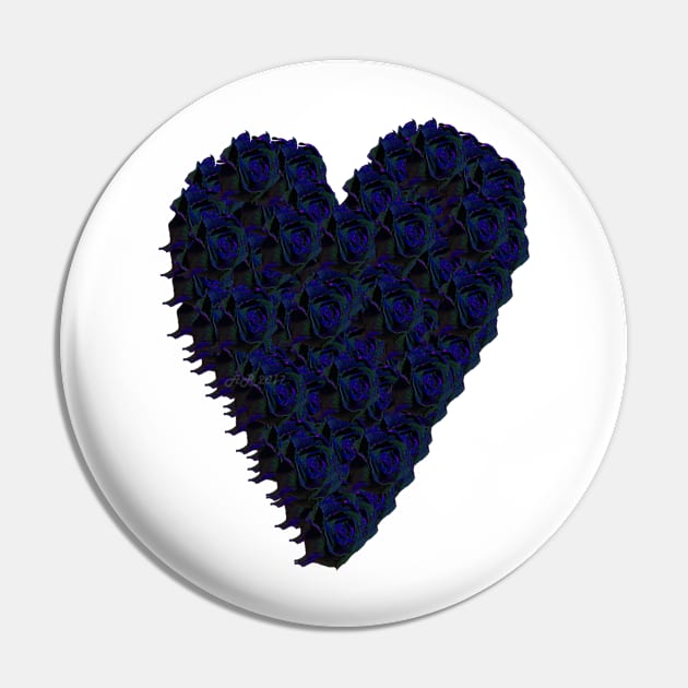 Blue Rose Heart Pin by Not Meow Designs 