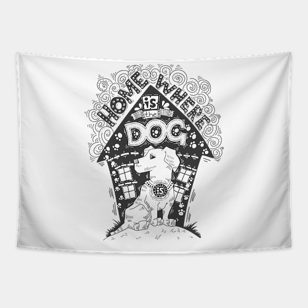 home is where the dog is Tapestry by Mako Design 