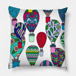 Hot Air Balloons White Palette Pillow