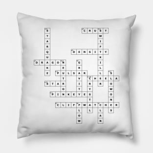 (1980DE) Crossword pattern with words from a famous 1980 science fiction book. Pillow