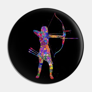 Archery girl player watercolor Pin