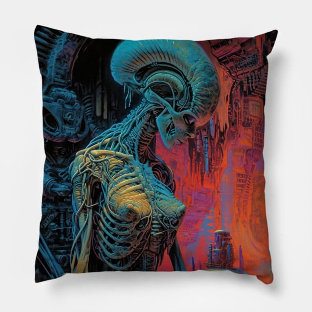 Alien Hacker Pillow by TooplesArt