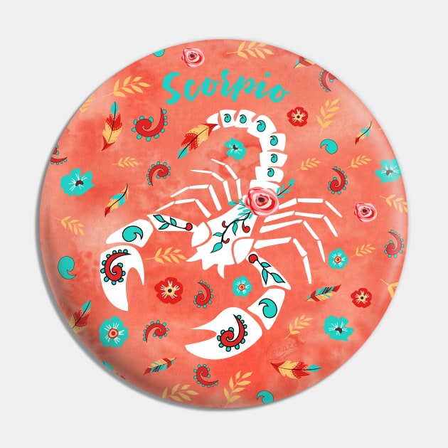 Boho Zodiac Sign- Scorpio Astrology Watercolor Illustration Pin by Winkeltriple