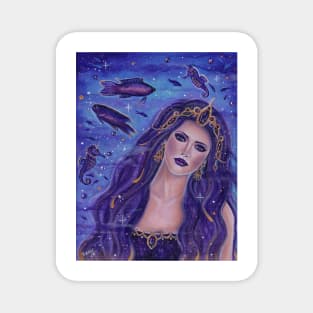 Amethyst purple mermaid by Renee Lavoie Magnet