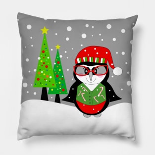 FESTIVE Christmas Penguin. Pillow