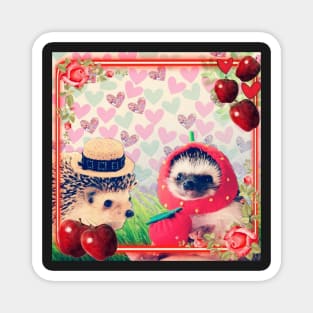 Hedgehog Valentine's day love apples hearts Magnet