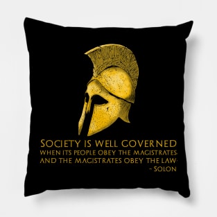 Ancient Greek Solon Quote On Society And Magistrates Pillow