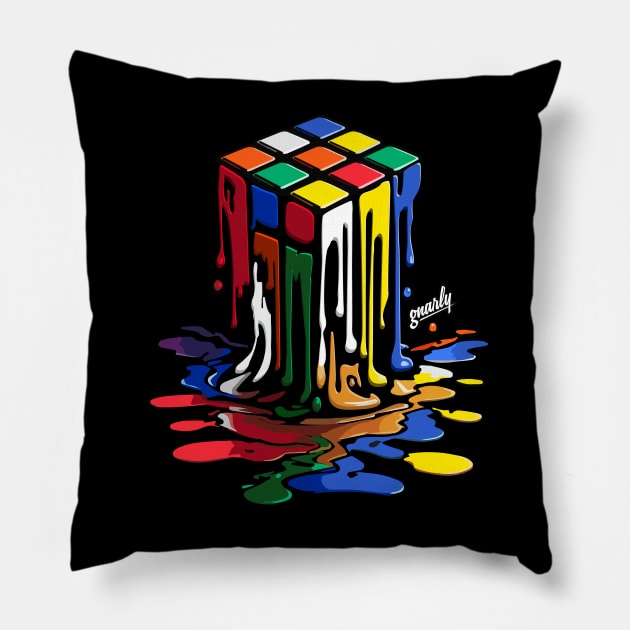 Melting Rubik's Cube by gnarly Pillow by ChattanoogaTshirt