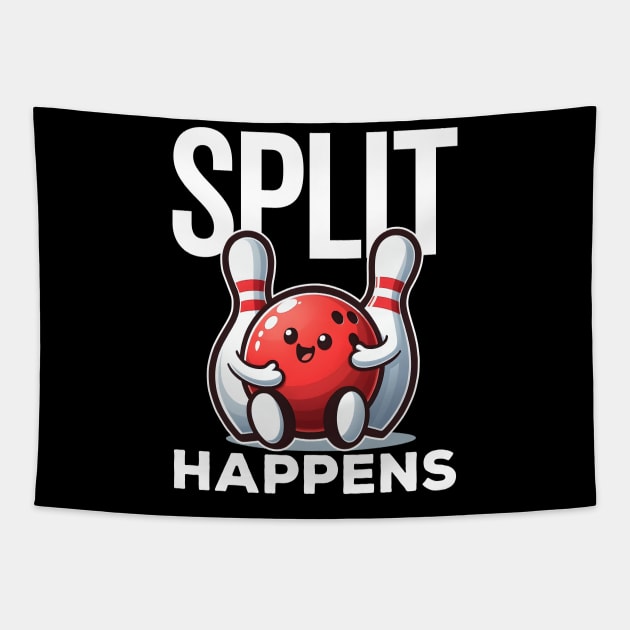 Split Happens Funny Bowling Saying Tapestry by DetourShirts