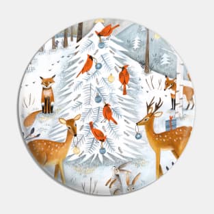 Christmas snow woodland animals Pin