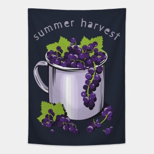 Mug with fresh black currant berries. Summer harvest Tapestry