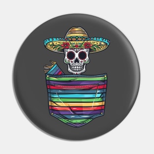 Colorful Mexican culture Skeleton Mariachi Pocket Pin