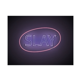 Slay Neon Sign in Purple and Pink T-Shirt