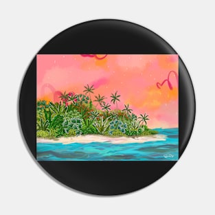 When You Weren't: a Tropical Island Abstract Illustration Pin