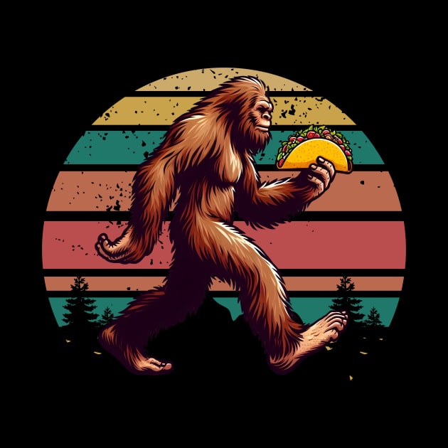 Bigfoot Carrying Taco Funny Cinco de Mayo Sasquatch by aesthetice1