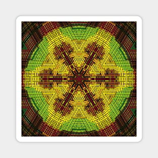 Weave Mandala Red Green and Yellow Magnet