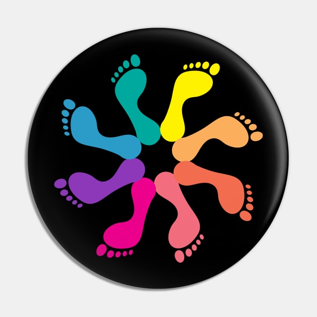 Foot Pinwheel (colorful) Pin by Balanceandharmonyforreflexologists