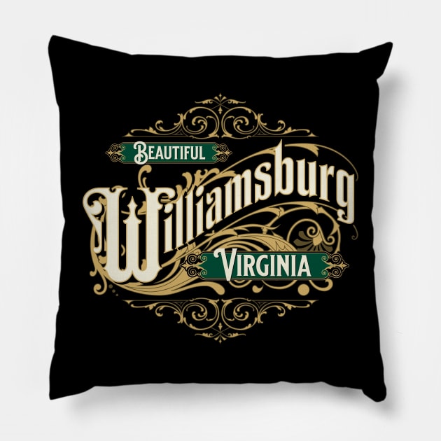 Beautiful Williamsburg Virginia Vintage Style Ornate Design Pillow by hobrath