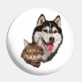 Cat and husky Pin