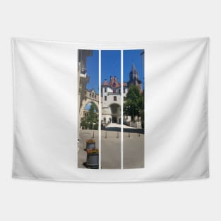 Sigmaringen castle in the Baden-Wurttemberg. Residence of the Hohenzollern earls and princes. It stands on the hill known as Castle Rock. Sunny summer day. Germany (vertical) Tapestry