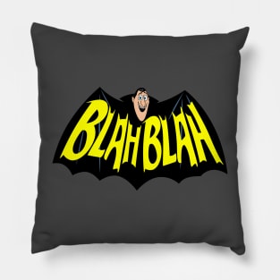 Blahman Funny Dracula Vampire Superhero Retro Logo Parody Pillow