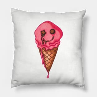 Melting Happy Face Ice Cream - (Ice Scream) Pillow