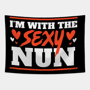 I'm With the Sexy Nun // Funny Lazy Halloween Costume for Boyfriends and Husbands Tapestry