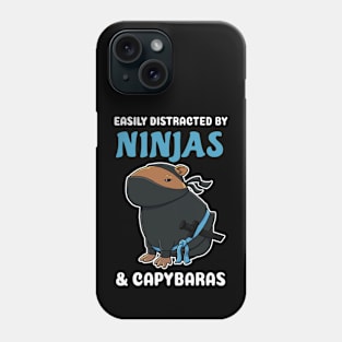 Easily Distracted by Ninjas and Capybaras Cartoon Phone Case